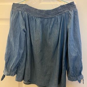 Off the shoulder jean blouse